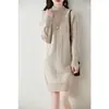 Falda de Lana con Diseño de Espiga de Trigo y Diamantes en Dos Lados para Mujer, Cuello Medio, Largo Medio, Vestido Base, Nuevo Estilo Otoño e Invierno