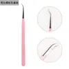 Punta Especial de Fibra Rosa para Injerto de Pestañas, Pinzas Herramienta de Belleza de Alta Precisión, Pinza Dorada con Forma de Pluma, Pinzas para Pestañas Postizas