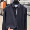 Camisa masculina de algodão liocel para outono, manga longa, cor sólida, casual de negócios leve, alta qualidade, versátil para homens jovens e de meia-idade