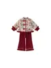 Roupas Infantis Bangxuan 2025 Inverno Roupas de Ano Novo Estilo Chinês Dinastia Han Conjunto de Duas Peças com Veludo Adicional Terno Feminino Novo Estilo Chinês