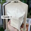 Camiseta interior básica de manga larga y cuello medio para mujer, nueva colección de principios de otoño 2026, corte ajustado, adelgazante, blanca, simple, versátil