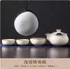 Conjunto de Chá de Viagem Lótus Azul e Branco Forno Ru Cerâmica Portátil de Alta Qualidade Kung Fu Copo Rápido Ao Ar Livre Um Bule Três Xícaras