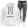 Sudadera con capucha para hombre de talla europea para primavera y otoño con cremallera, sudadera de múltiples bolsillos, conjunto de sudaderas casuales deportivas