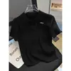 Camiseta Retorcida de Punto de Seda Blanca Hielo 2026 para Mujer, Nuevo Estilo de Verano, Camisa Polo de Hombro Normal con Cuello Campana, Top Delgado de Manga Corta