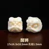 Cuentas sueltas de jade blanco bodhi, cuentas redondas, cuentas espaciadoras, cuentas hechas a mano, león quemado al carbón y gato de la suerte, cuentas para pulsera de raíz de bodhi DIY
