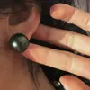 Colar de Pérolas Naturais de Concha do Mar Profundo Cor Tahitiana Preto Puro Corrente para Clavícula Gargantilha