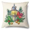 Productos para el Hogar Transfronterizos Amazon Funda de Almohada Navideña Papá Noel Árbol Sofá Funda de Almohada de Lino Funda de Almohada