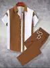 Comércio Transfronteiriço Moda Casual Masculina Camisas de Manga Curta Calças Terno Camisas Havaianas Impressão Digital 3D