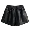 Moda Casual de Otoño 2026, Pantalones Cortos de Cuero para Mujer, Cintura Alta, Elásticos, Sueltos, Adelgazantes, Versátiles, de Pierna Ancha, Pantalones de Bota