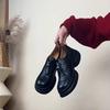 Plataforma Plataforma Fundo Boca Profunda Mocassins Femininos 2025 Primavera Retro Slip-on Pequeno Único Sapatos Bico Redondo Simples Único Sapatos