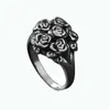 Venta caliente transfronteriza joyería de acero inoxidable fundición anillo de rosa con relieve tridimensional diseño retro para mujer anillo de acero de titanio
