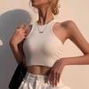 Top curto sem mangas fitness com umbigo, top feminino de verão, sem costas, em formato de I, colete esportivo, camisola