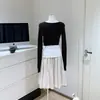'Venice Image' Cor Cáqui Saia Elegante para Mulheres, Novo Estilo de Primavera Saia Evasê Solta e Bufante