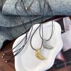 Nicho Moda Popular Metal Cuerno Bolso Collar Estilo Coreano Simple Estilo Ins Todo Combinable Cadena Larga de Cuerda de Cuero Cadena para Sudadera para Mujer
