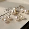 Brincos de Pérola Shijia em Estoque Mais Vendidos em Branco Leite com Brilho Rosado, Brincos Femininos com Pino de Prata S925 com Toque de Luxo de Nicho e Design Versátil