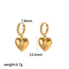 Brincos de Aço Inoxidável com Zircônia em Formato de Gota Geométrica e Coração, Personalidade Feminina, Brincos Versáteis de Aço Titânio Cravejados com Diamantes