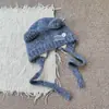 Gorro de punto estilo coreano con orejas de oso para niños para otoño e invierno, gorro cálido de lana con protección para las orejas para niñas, estilo de invierno para niños