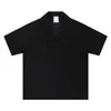 Camisa Casual Simple de Manga Corta Estilo Japonés, Holgada, Transpirable, con Diseño de Espiga de Trigo Color Albaricoque Leche Inspirado en el Verano 2025 para Hombres y Mujeres