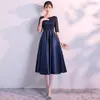 Vestido Novo Estilo para Banquetes de Inverno, Vestido Longo Dignificado para Anfitriãs, Vestido Elegante Emagrecedor de Cintura Alta para Reuniões de Mulheres