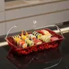 Nuevo Set de Bandeja de Preparación para Lavabo Refrigerado Plato para Pastel de Postre Fruta Congelada Sushi Sashimi Lavabo Transparente con Tapa