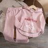 Outono de 2026 Nova Roupa Infantil Estilo Coreano para Meninas, Conjunto com Capuz de Coelho de Desenho Animado, Conjunto Casual de Duas Peças: Moletom e Calça