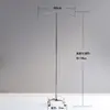 Tienda de ropa Nakajima, estante de exhibición de piso de acero inoxidable, estante de exhibición colgante plateado, tienda de ropa para hombres y mujeres, estante de exhibición de ropa colgante