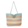 Nova Bolsa de Ombro Feminina Fashion com Listras Arco-Íris e Contraste de Cores, Bolsa de Palha de Grande Capacidade para Férias na Praia