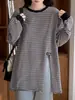 Camiseta de manga larga a rayas ajustada de longitud media hasta la cadera, estilo europeo, nueva para principios de primavera, para mujer, camiseta base de algodón puro, moderna