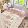 Juego de Tres Piezas para Dormitorio de Estudiantes Universitarios Algodón Puro 2025 Nuevo Dibujos Animados Sábana Individual Funda Nórdica Sábana Ajustable Ropa de Cama
