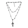 Gargantilla Negra con Cruz para Mujer, Collar Largo Apilado Estilo Y2K, Accesorios, Cadena para Clavícula de Gama Alta para Mujer, Collar Dulce y Fresco para el Cuello