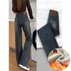 Nuevos Jeans de Terciopelo para Mujer, Pantalones Anchos Engrosados para Otoño e Invierno para Mujeres Bajitas, Caídos, Versátiles, de Cintura Alta