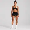 Conjunto de ropa de yoga transfronterizo con hermoso sujetador de yoga de espalda con cuello halter, conjunto de shorts deportivos de secado rápido para correr al aire libre y fitness para mujer