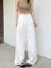 Calça de Linho Tencel Lyocell Refrescante para Mulheres, Tamanho 26, Verão Fina Respirável Fluida de Perna Larga Reta Casual Simples Estilo Old Money
