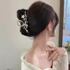 Grampo de cabelo de flor de pedra olho de gato requintado, grampo de cabelo feminino na parte de trás da cabeça, grampo de cabelo temperamento, grampo de tubarão grande de alta qualidade, cocar