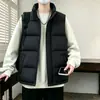 Colete de Algodão com Gola Alta Novo Estilo Outono/Inverno 2026 para Jovens Homens, Nova Jaqueta Colete de Algodão Quente Sem Mangas para Homens