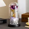 Adorno de Cúpula de Cristal con Flor de Rosa Preservada Flor de Pan de Oro Regalo Creativo de Navidad San Valentín para Esposa Novia
