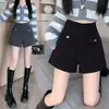 Shorts casuales de pierna ancha con lentejuelas de lana para mujer, otoño e invierno 2026, de cintura alta, adelgazantes, holgados, de corte recto en A para mujeres petite