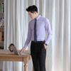 Camisa morada color vino blanco para hombre ropa de trabajo para maestro ventas de seguros belleza automotriz atuendo de negocios hotel ocho colores opcionales