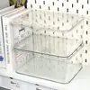 Caja de almacenamiento de escritorio con tapa abatible, acrílico transparente, organizador a prueba de polvo, adecuada para dormitorios, residencias estudiantiles y oficinas, con tapa