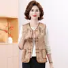 Colete Estilo Chinês com Botão de Sapo Retro Moda Outono Xale de Mãe Colete para Meia-Idade e Idosos Nova Roupa Exterior Estilo Nacional