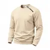 2026 Outono/Inverno Transfronteiriço Fleece Pesado Esportivo Quente Cor Sólida Solto Casual Gola Redonda Zíper Diagonal Moletom Atacado para Homens