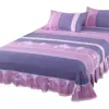 Saia de Cama Escovada Colcha Peça Única Lavada Cama de 1,8m Capa Protetora Amiga da Pele para Dormir Nu Moda Saia de Renda Cama Lençóis de Cama