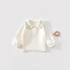 Ropa de una sola pieza para bebé niña, Ropa interior suave de terciopelo para primavera y otoño, Ropa para bebé, Top interior, Camisa versátil con solapa pequeña para niños pequeños y niños pequeños