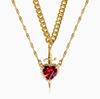 Nuevo Colgante de Daga de Amor de Cristal Rojo Caliente Europeo y Americano Diseño de Collar en Capas Cadena para Clavícula Femenina
