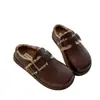 Pantuflas de cuero Birkenstock de suela gruesa forradas de pelo 2026 nuevo estilo mujer invierno punta cerrada sin cordones cálidos zapatos de algodón mujer