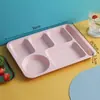 Bandeja para Comida Rápida de Paja de Trigo Cafetería Estudiantil Bandeja de Comida Rectangular con Compartimentos de Gran Capacidad Plato de Arroz para el Hogar Bandeja de Almuerzo Anticaídas