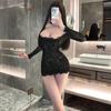 Vestido de Renda Transparente Sem Mangas First Love com Saia Justa ao Corpo, Roupa de Dormir Seductora Rasgável, Lingerie Sexy, Body Puro Desejo
