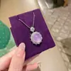 Joyería y Gemas Collar Chapado en Plata 925 con Ágata Calcedonia Púrpura Natural Comparable al Jade Violeta Colgante Joyería