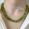 Colar de Ágata Verde Estilo Francês para Mulheres, Corrente de Clavícula com Contas de Verão de Nicho, Gargantilha Empilhável Fresca Novo Estilo Chinês