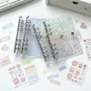 Caderno de folhas soltas transparente A5A6A7 com fecho único capa macia de PVC espessado com glitter colorido de estrelas e areia líquida para estudantes